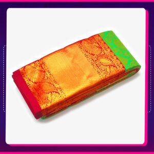 Putta Soft Emboss Saree Teal Green - Image 3